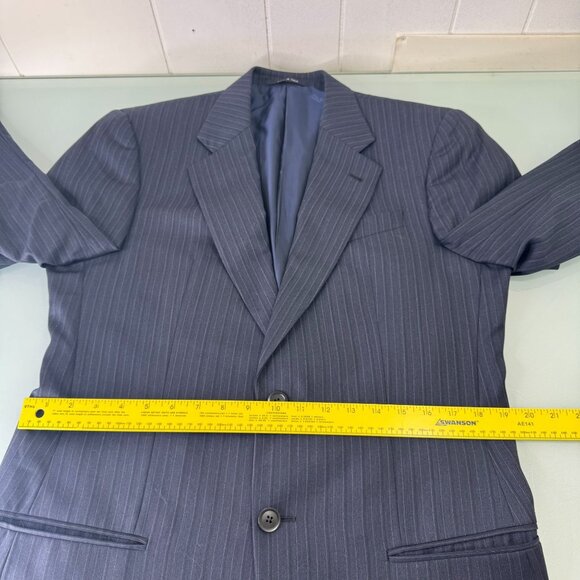 Armani Collezioni Blazer 39R Pinstripe 100% Wool Ventless Navy Blue Made In Ital - Picture 10 of 12